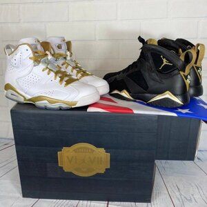 Jordan Golden Moments retro 6 & Retro 7 pack‎ set gold Defining Moments IV VII